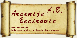 Arsenije Bećirović vizit kartica